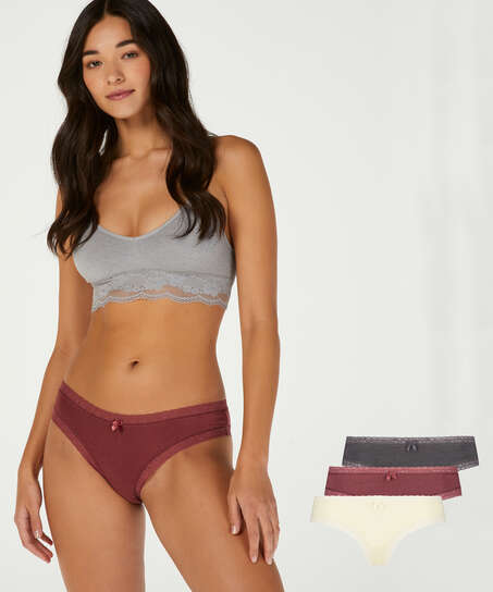 Pack de 3 braguitas Beautiful, Rojo
