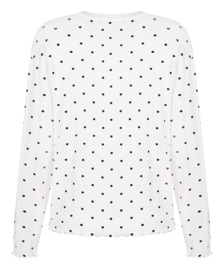 Pyjama Top Loose Pointelle, Blanco