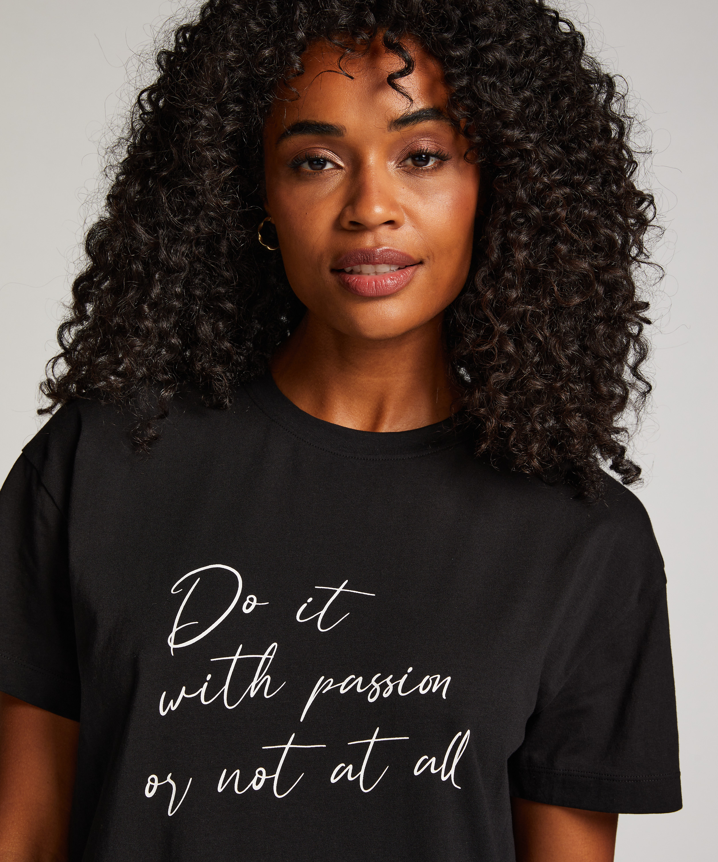 Camisón de escote redondo, Negro, main