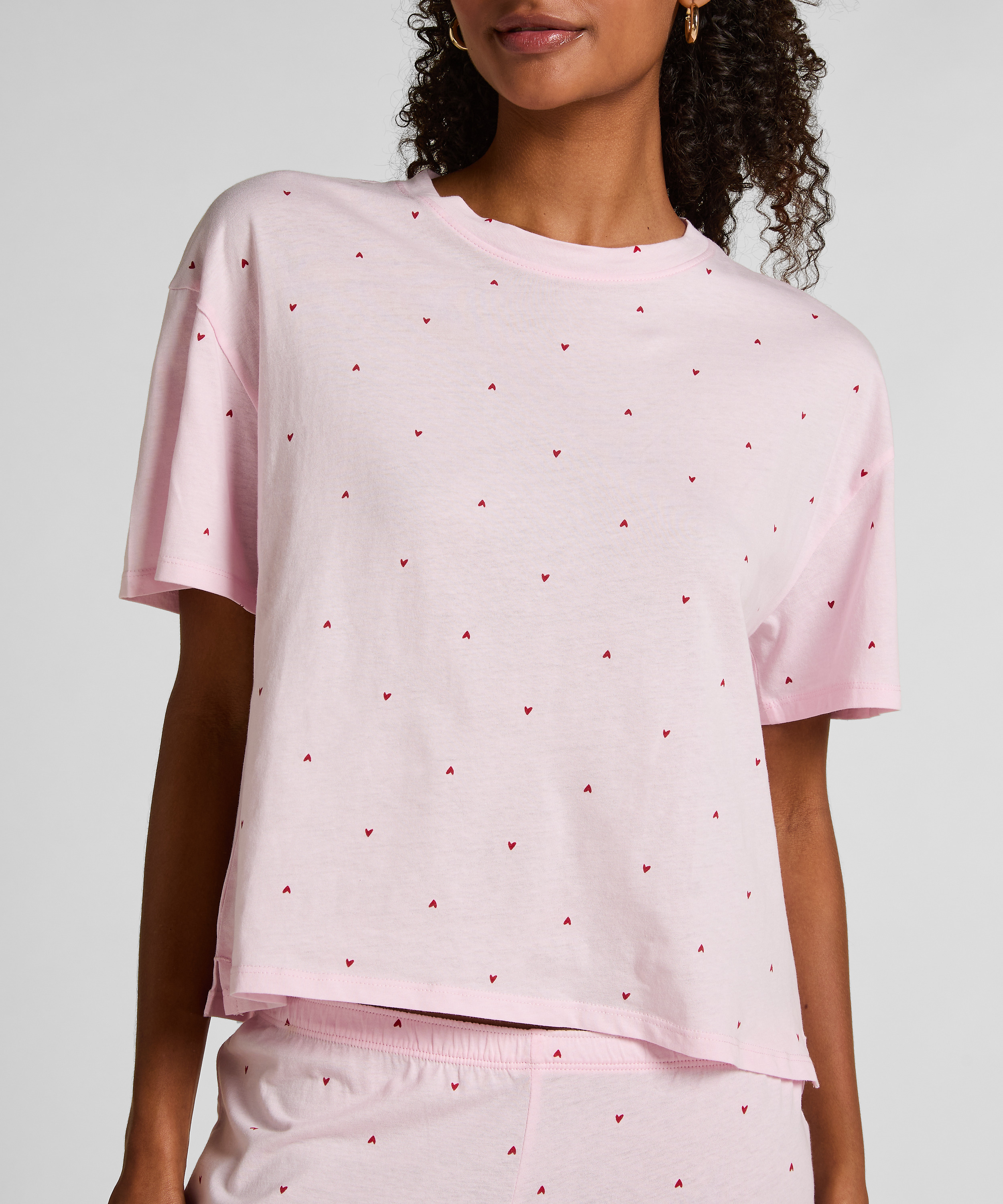 Juego de pijama en algod&oacute;n estampado, Rosa, main