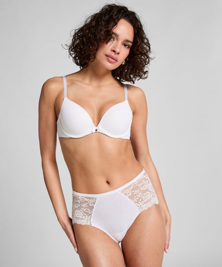 Superslip midi de encaje, Blanco