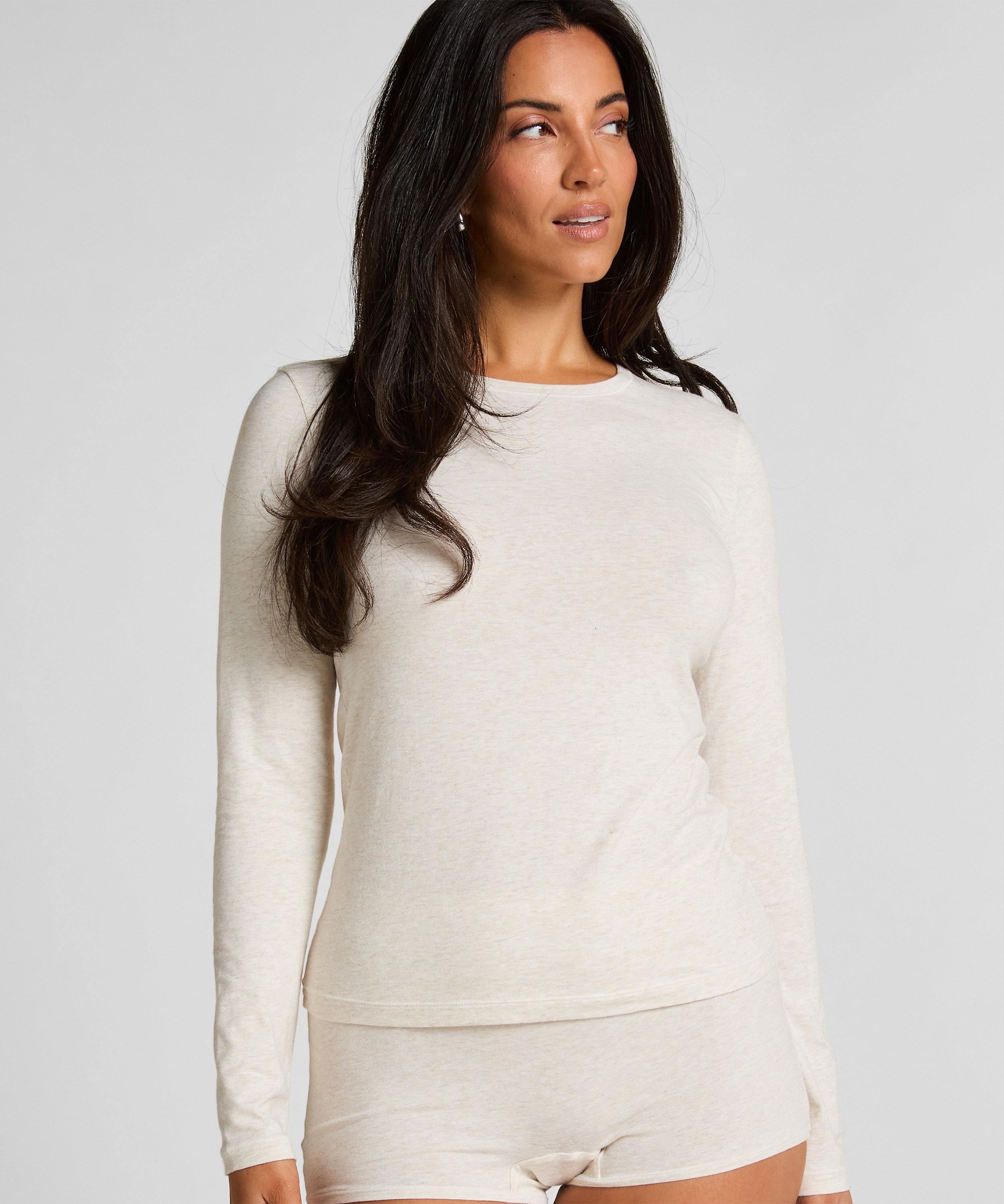 Camiseta de manga larga en algod&oacute;n suave, Beige, main