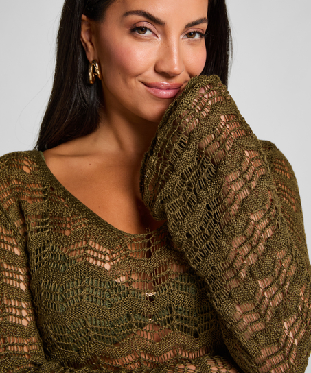 Vestido maxi de ganchillo, Verde