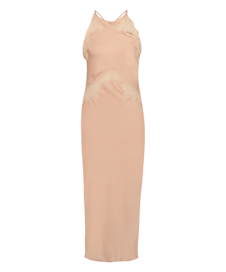 Vestido lencero Satin Long, Beige