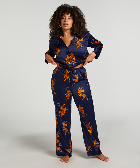 Pantal&oacute;n de sat&eacute;n, Azul