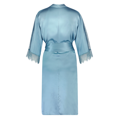 Kimono de satén y encaje, Azul