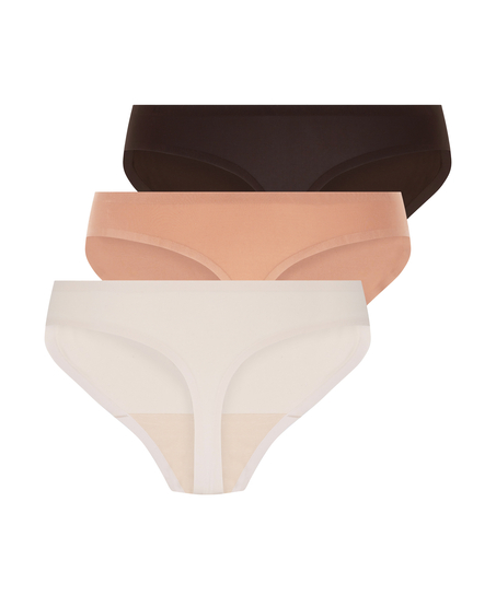 Lote de 3 tangas invisibles, marrón