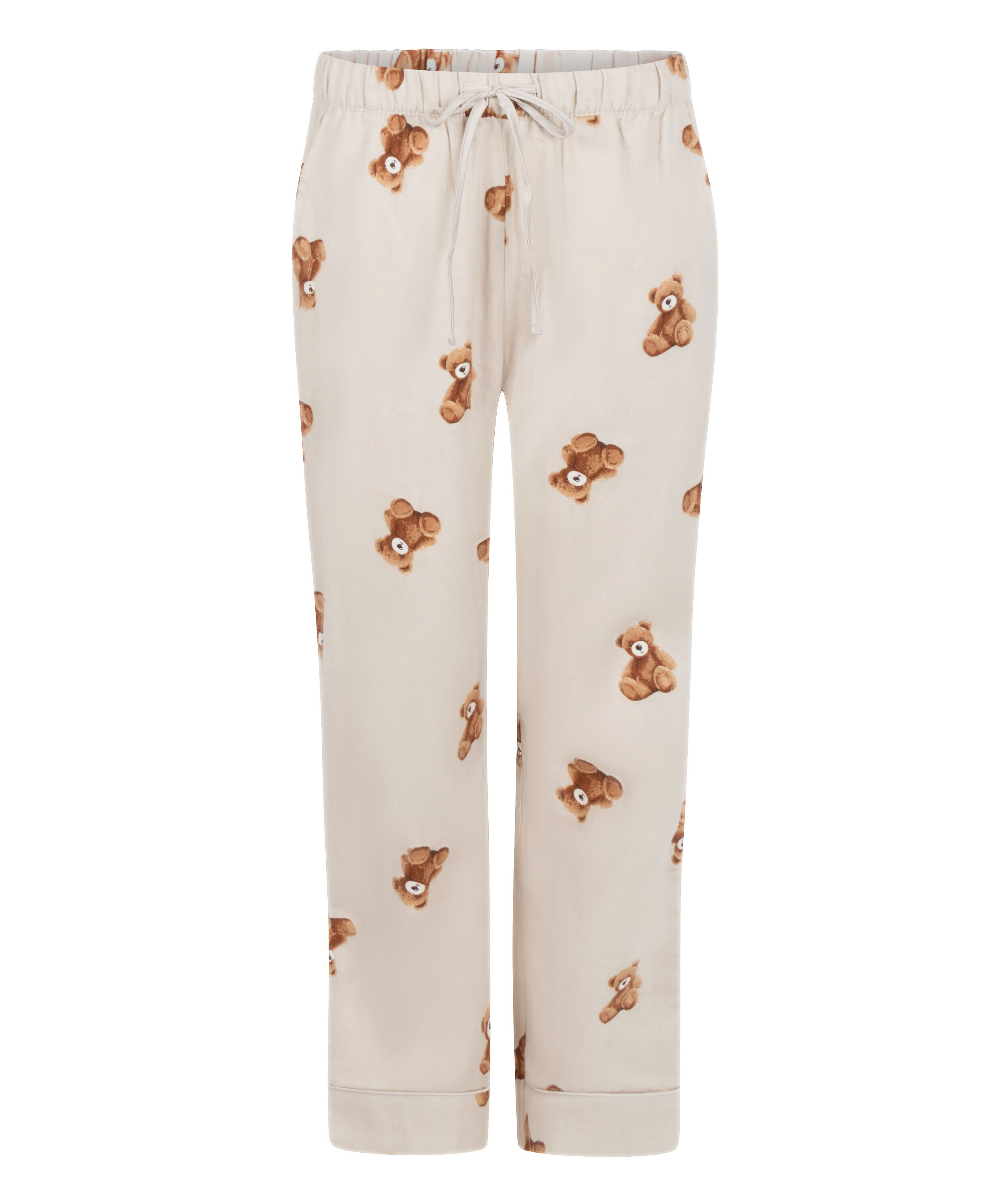Pantal&oacute;n de franela recto de osos, Beige