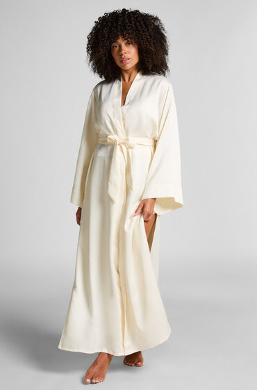 Hunkemöller Kimono largo satinado floral Blanco