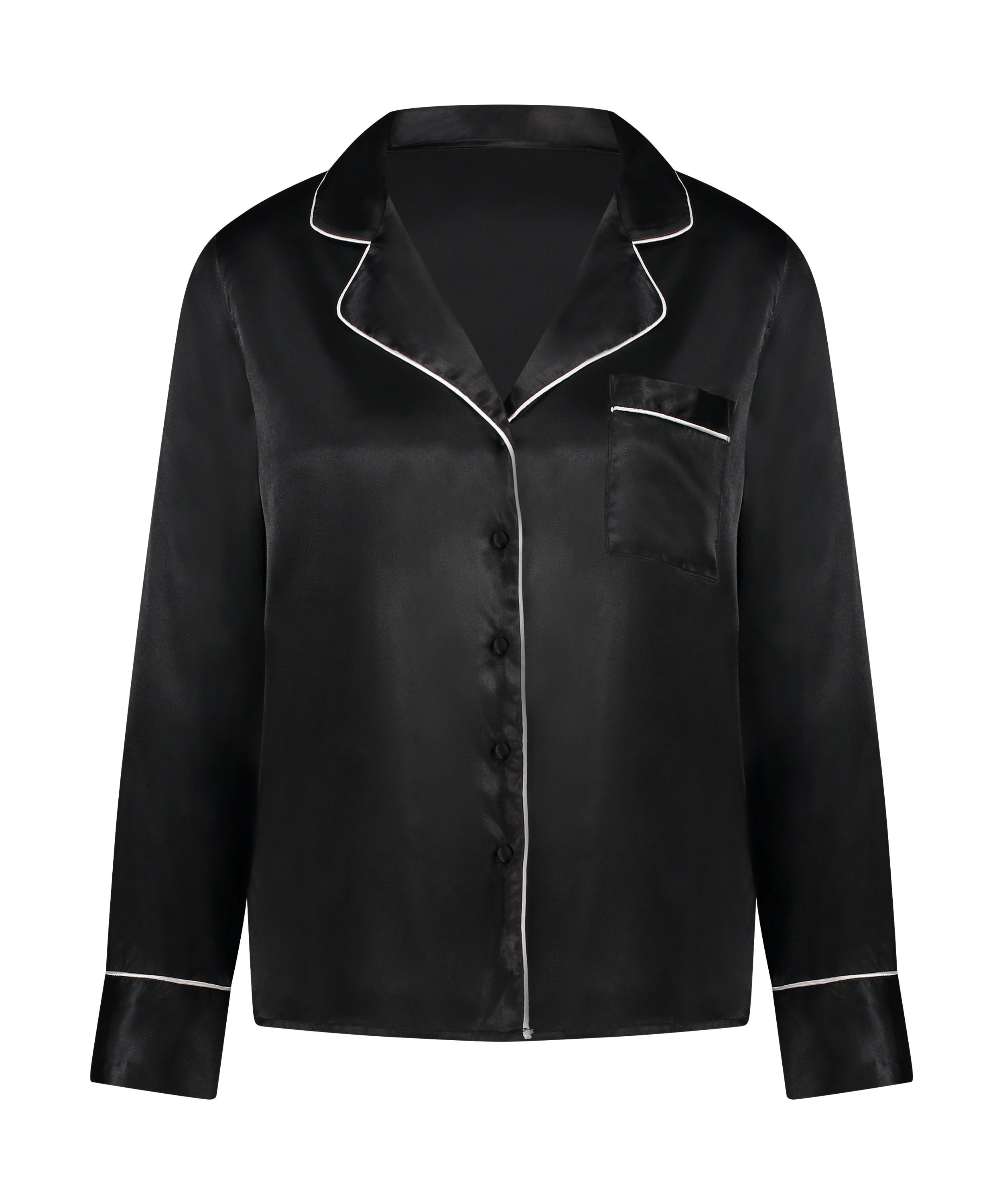 Chaqueta de manga larga y satén, Negro, main