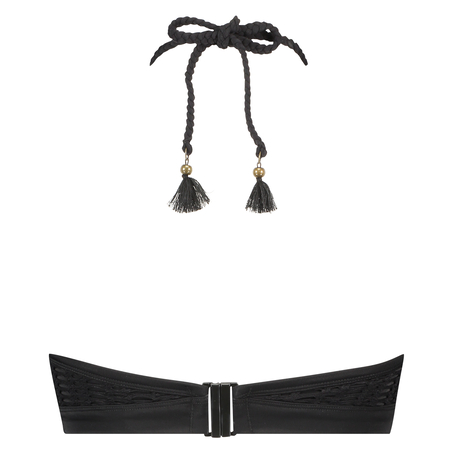 Top de bikini corto con aros Borneo Mesh, Negro