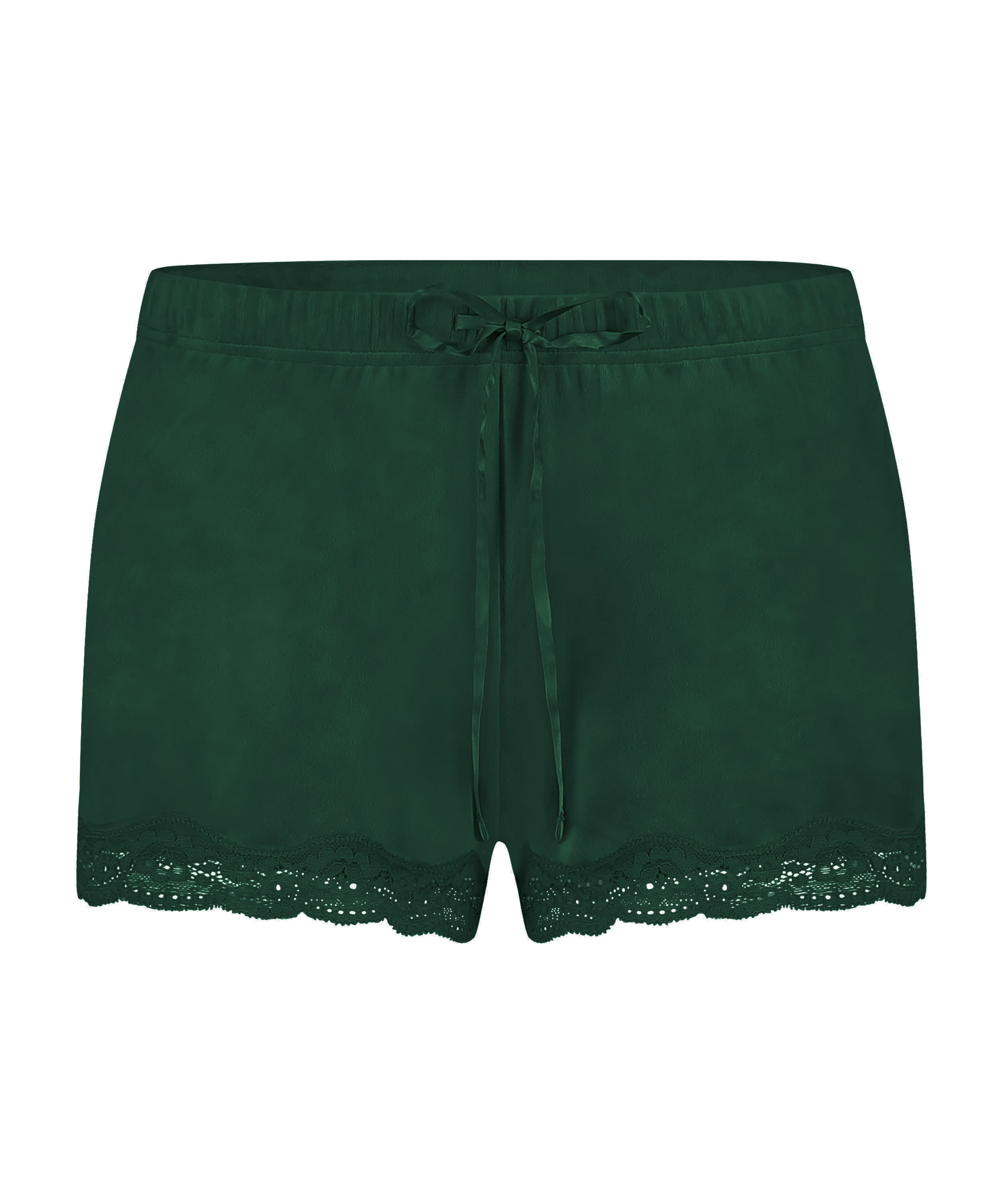 Pantal&oacute;n corto de terciopelo y encaje, Verde, main