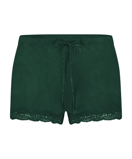 Pantal&oacute;n corto de terciopelo y encaje, Verde