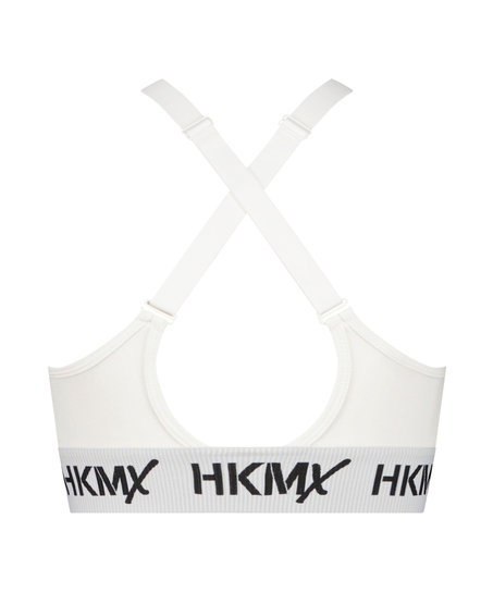 HKMX Sujetador deportivo The Crop Logo nivel 1, Blanco
