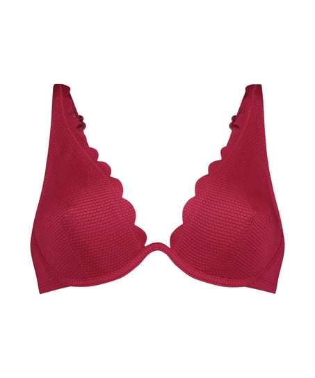 Top de bikini de aros no preformado Scallop, Rosa