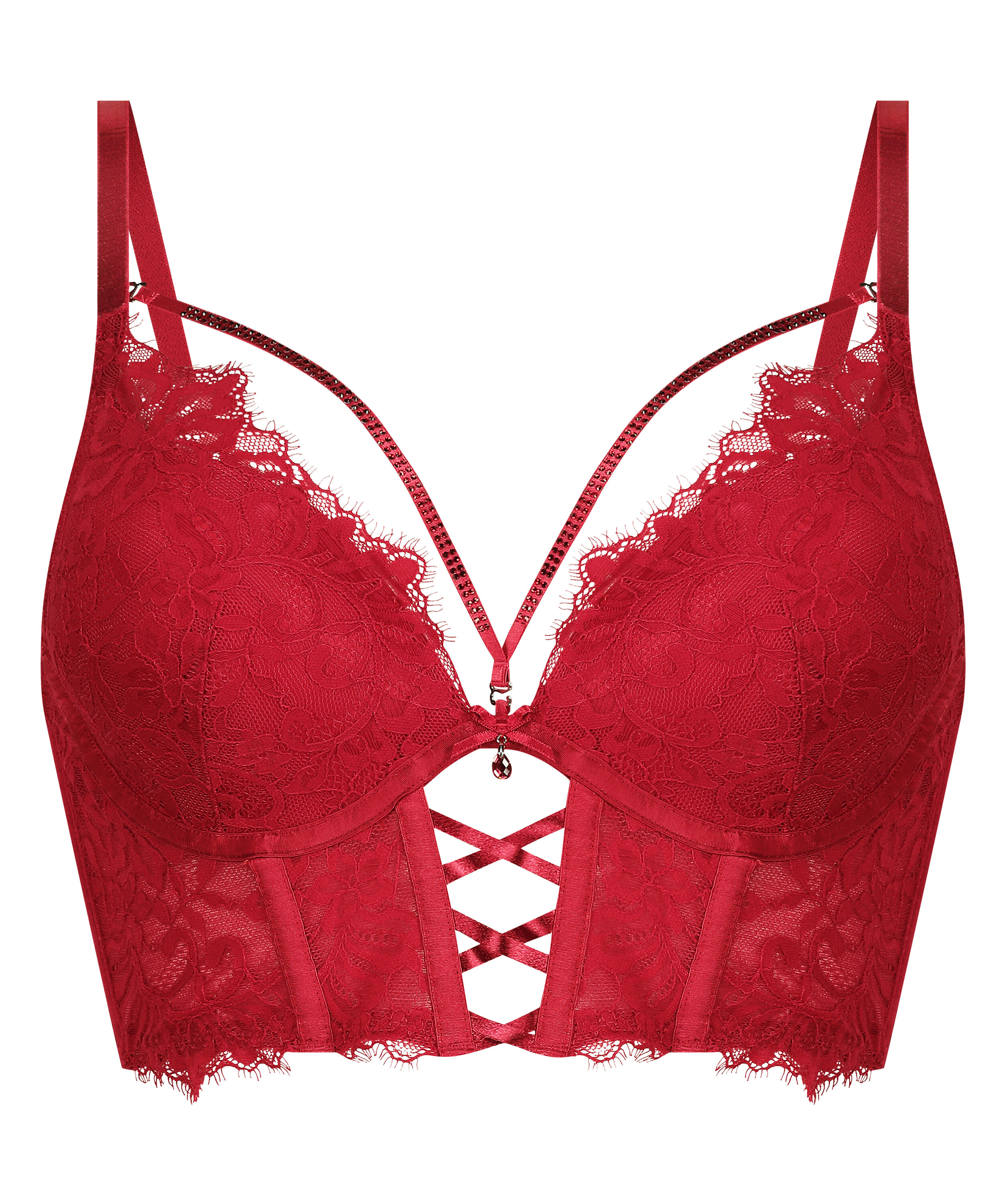 Sujetador de aros longline push-up acolchado Charlotta, Rojo