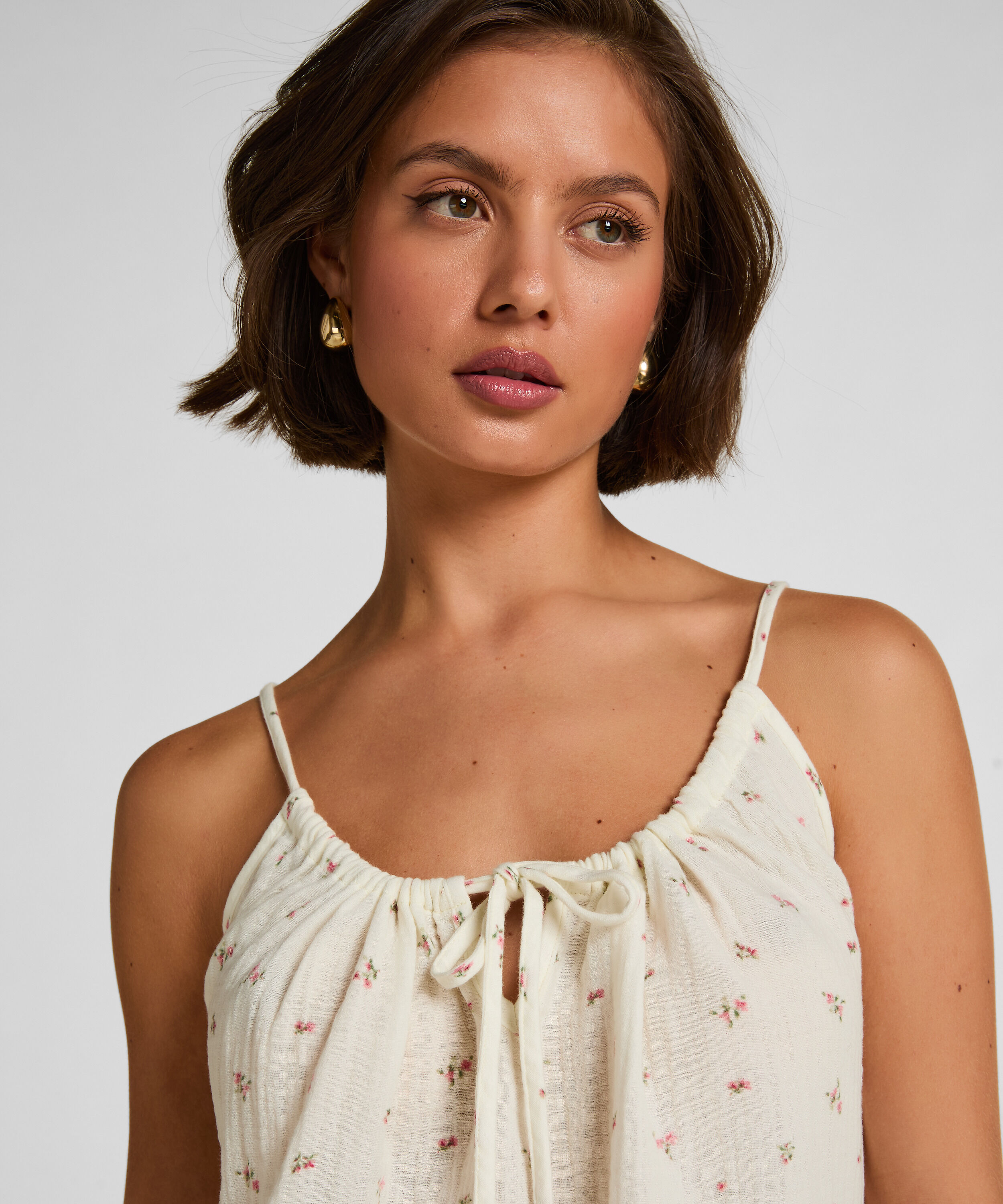 Vestido camisero de muselina, Blanco