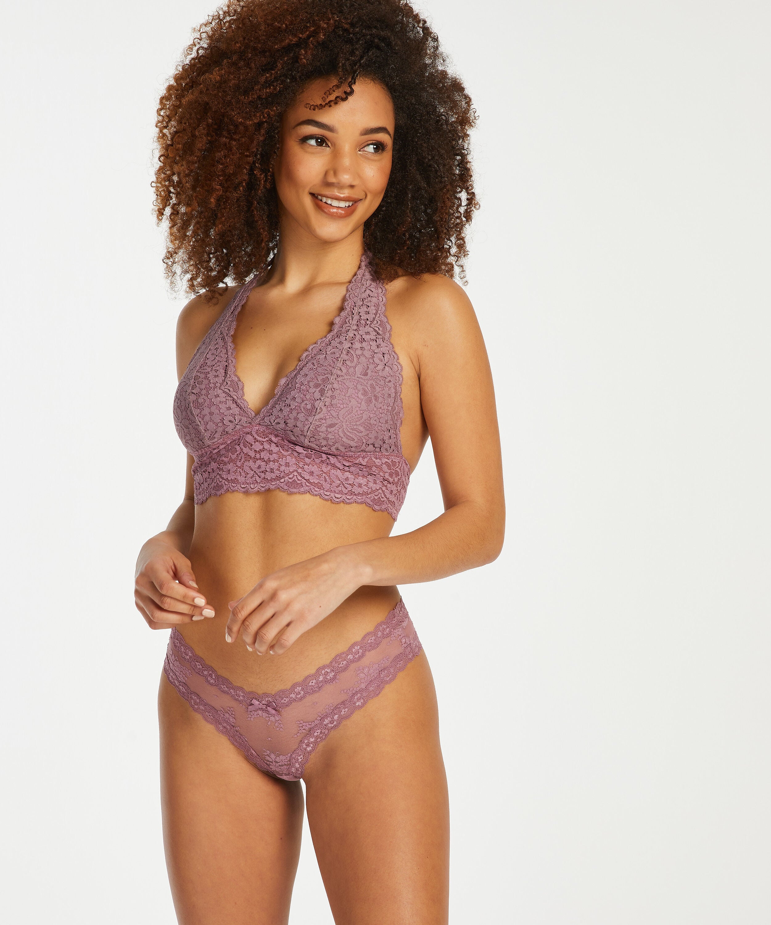 Brasileña en forma de V burn-out mesh, Morado