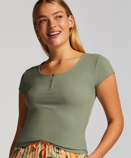 Top de pijama Henley, Verde