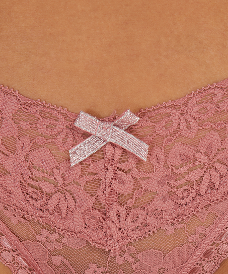 Tanga de corte ultra bajo en forma de V, Rosa