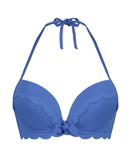 Top de bikini preformado con efecto realce Scallop Copa A - E, Azul