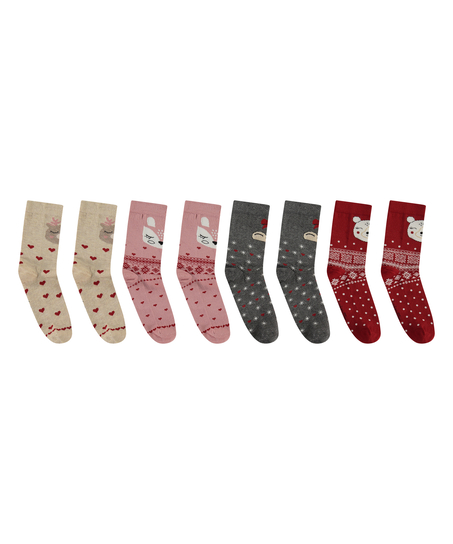 4 pares de calcetines de Navidad, Beige