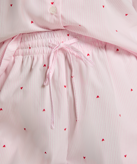 Pantal&oacute;n de algod&oacute;n a rayas con coraz&oacute;n, Blanco