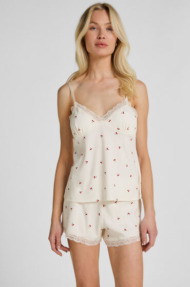 hunkemoller conjunto pijama jersey encaje blanco