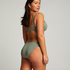Top de bikini con aros, sin tiras y acolchado Scallop Copa E +, Verde