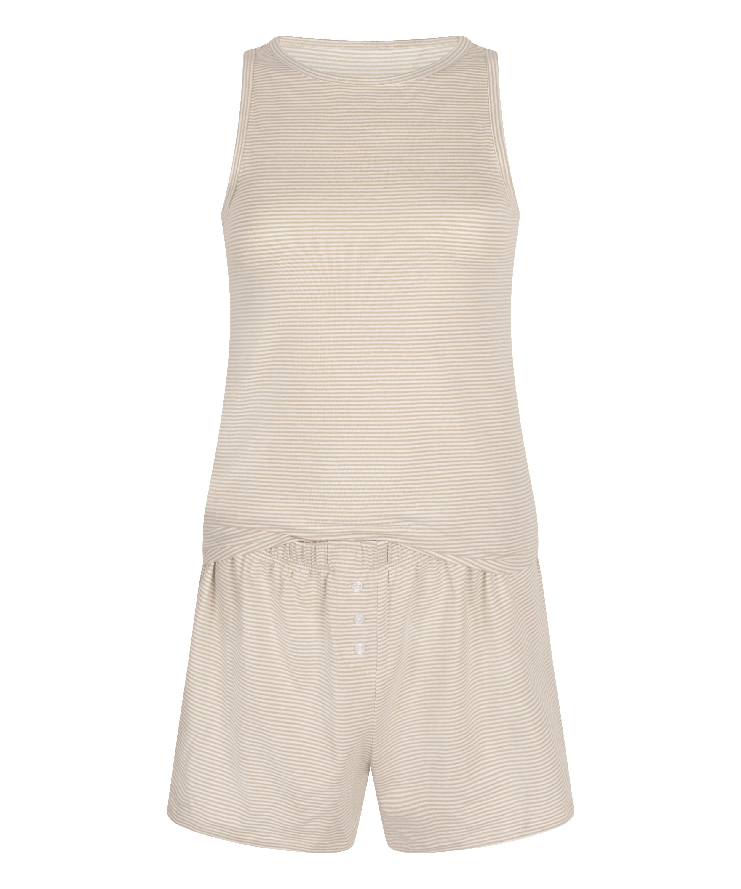 Conjunto de pijama con camiseta sin mangas de punto jersey, Beige