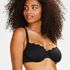 Top de bikini de aros no preformado Scallop Glam, Negro