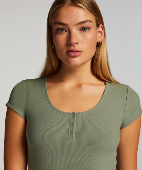 Top de pijama Henley, Verde