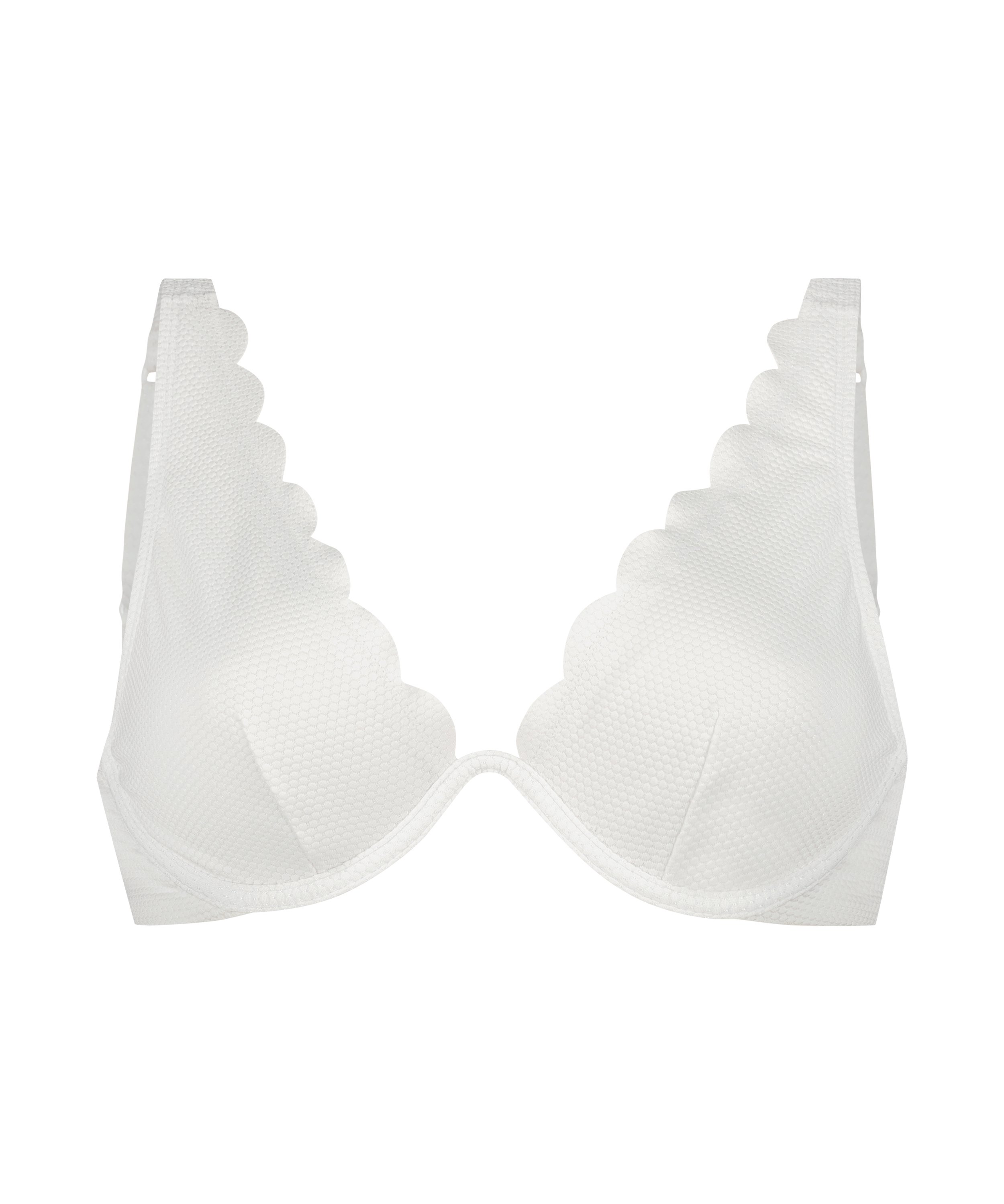 Top de bikini de aros no preformado Scallop, Blanco, main