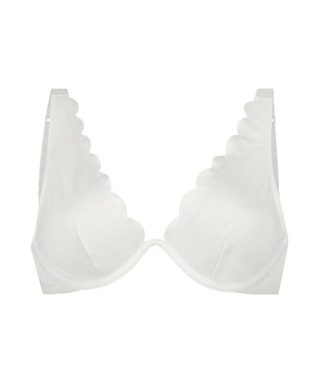 Top de bikini de aros no preformado Scallop, Blanco