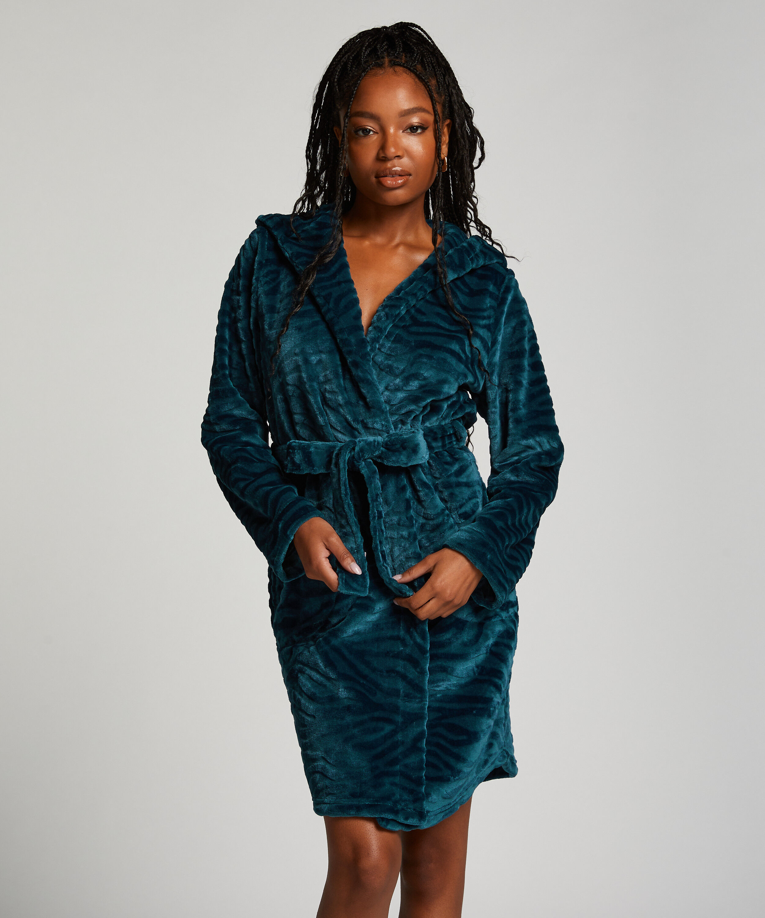 Albornoz corto de forro polar, Azul