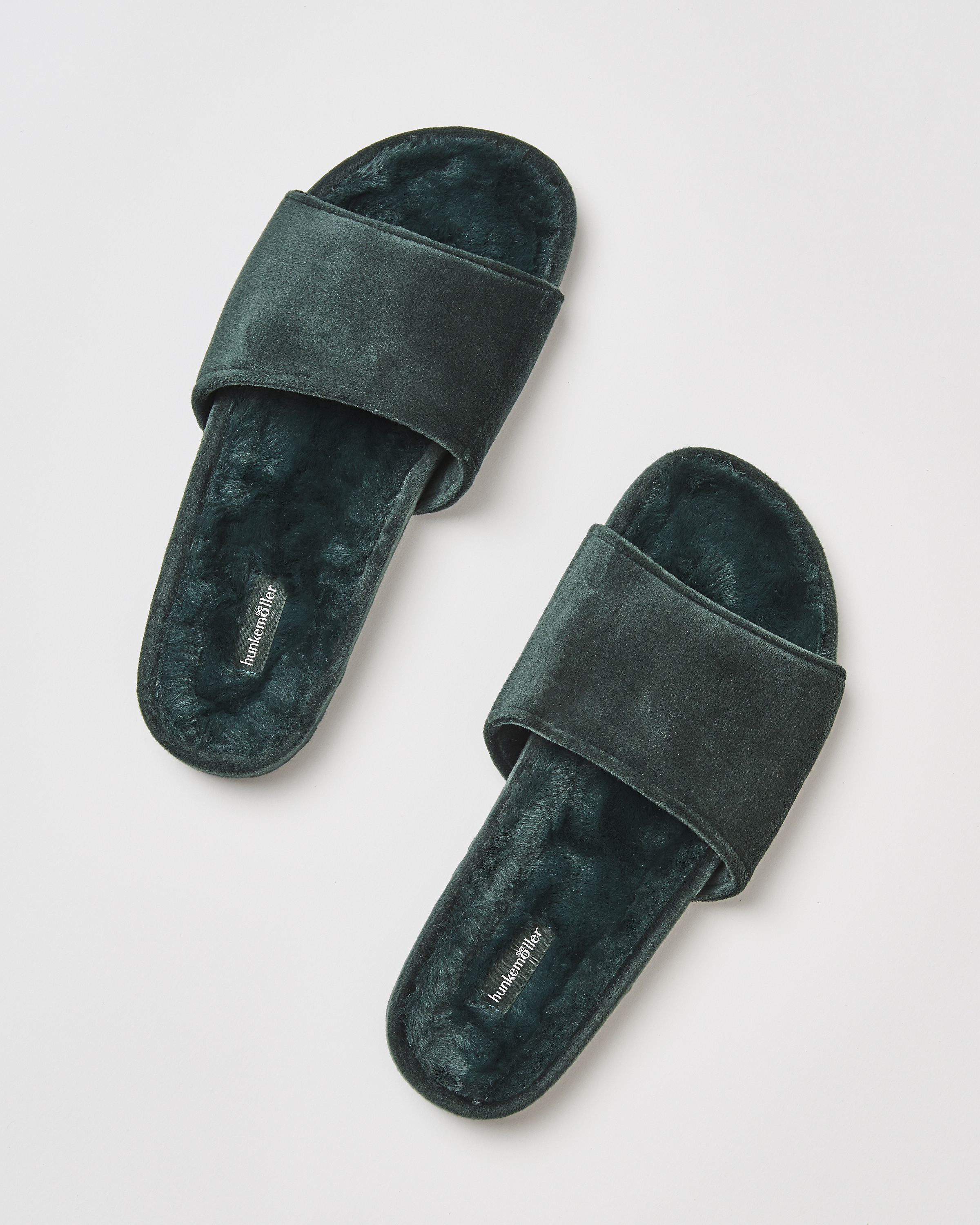 Pantuflas de terciopelo y piel sint&eacute;tica, Verde, main