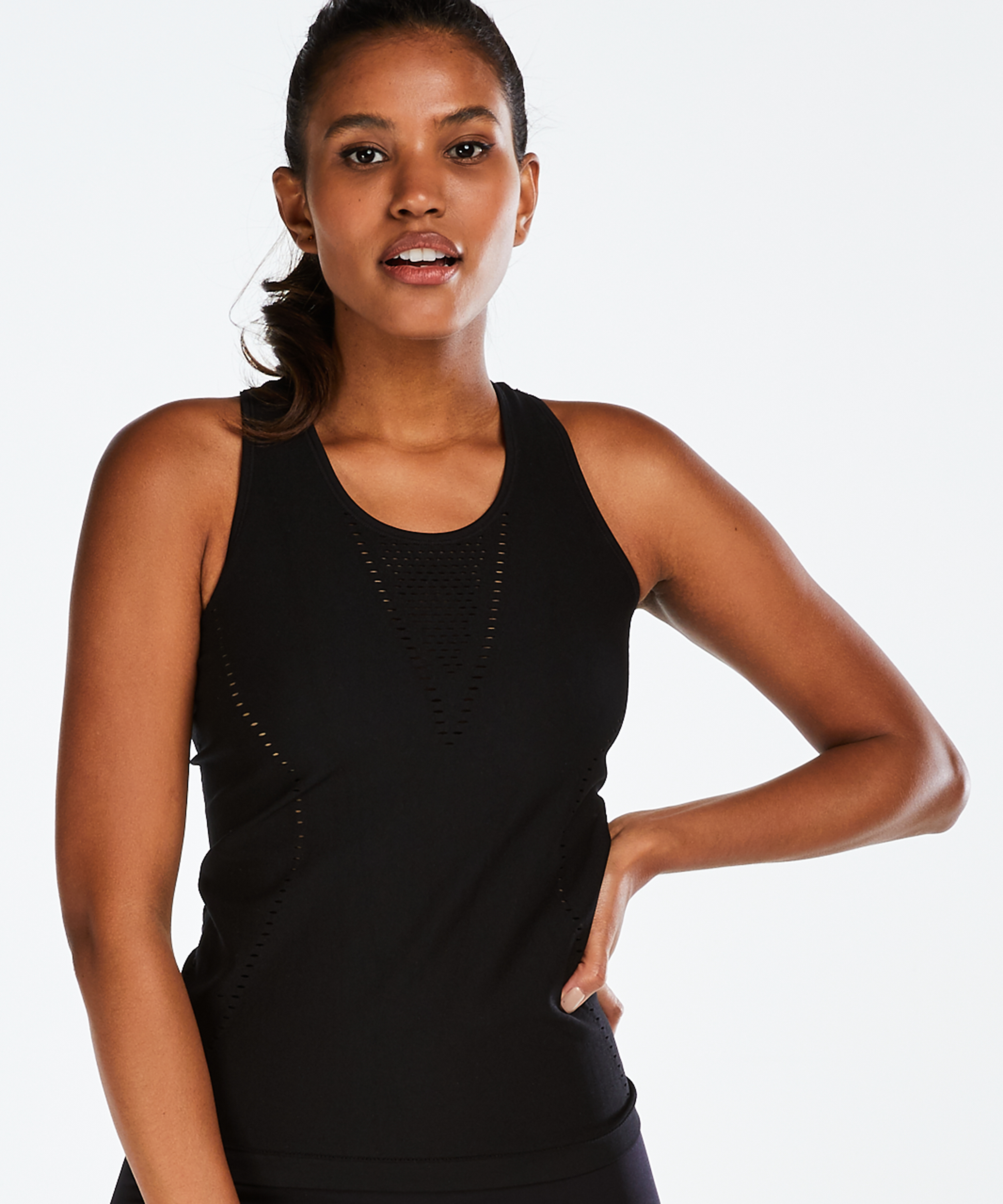 Camiseta sin mangas redonda HKMX, Negro, main