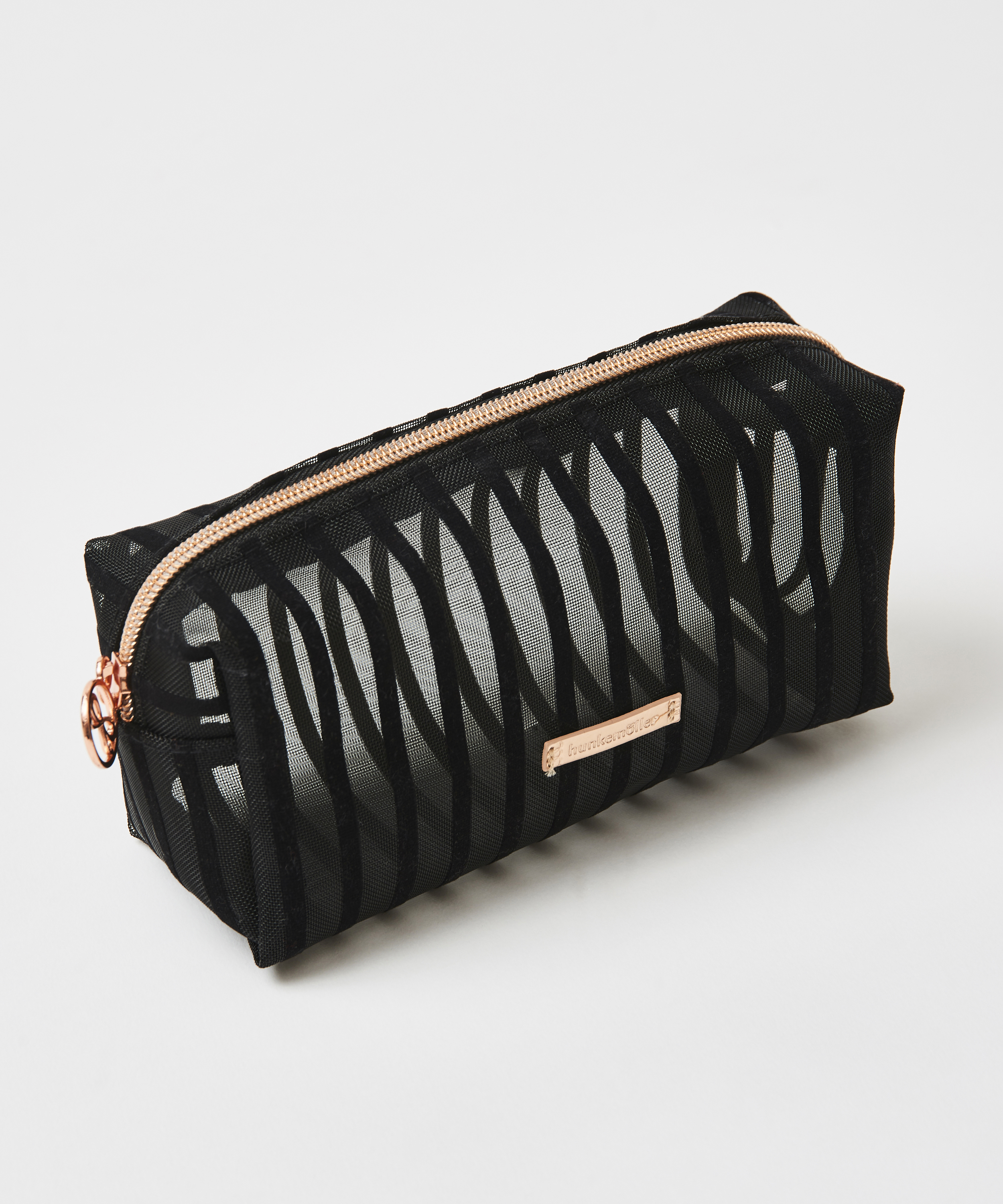 Neceser de maquillaje Stripe Mesh, Negro, main