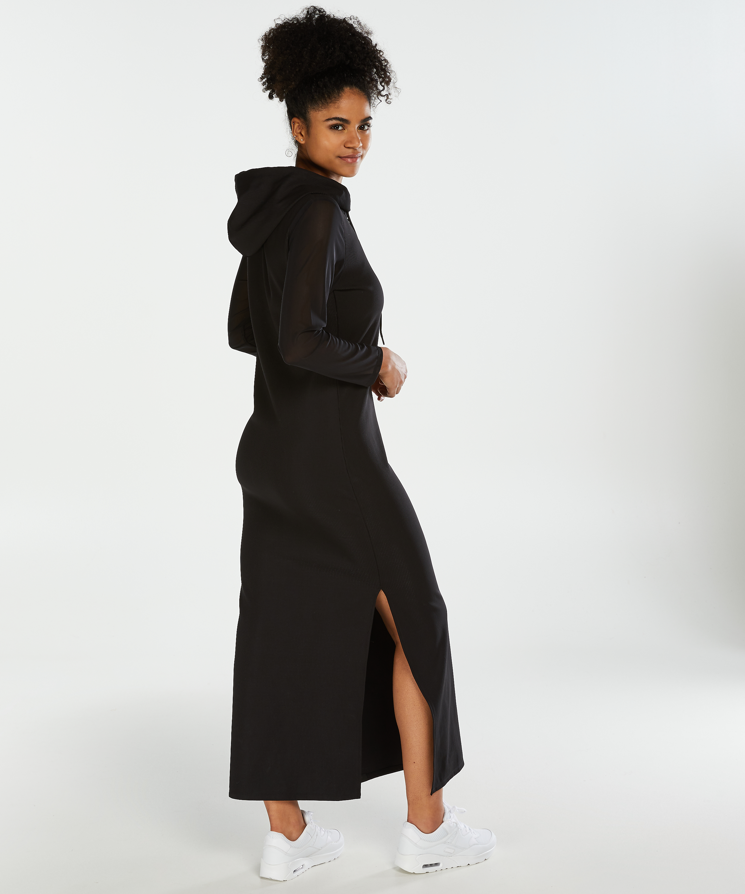 Vestido de rejilla de HKMX, Negro, main