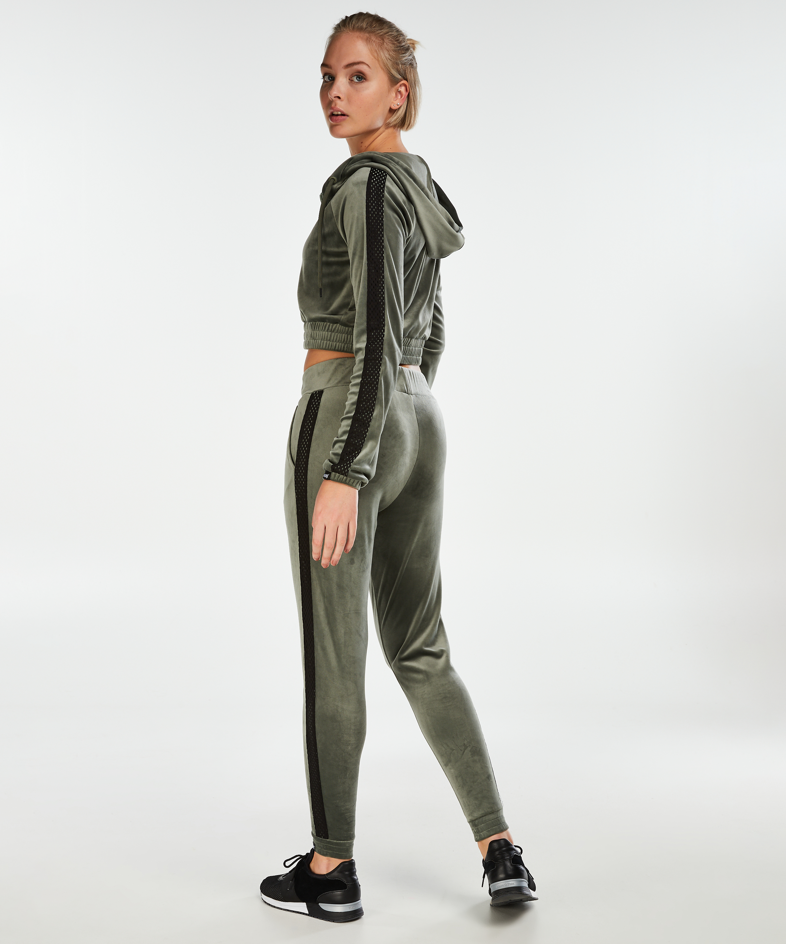 Pantal&oacute;n de deporte de terciopelo de HKMX, Verde, main